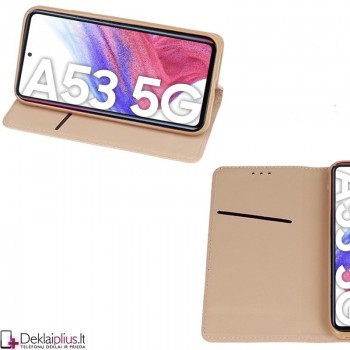 Telone atverčiamas dėklas - auksinės spalvos (telefonams Samsung A53 5G)